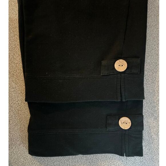 Nomadic Traders Sz S Pull On Black Cropped Pants Button Hem Stretchy Artsy boho - Picture 7 of 7